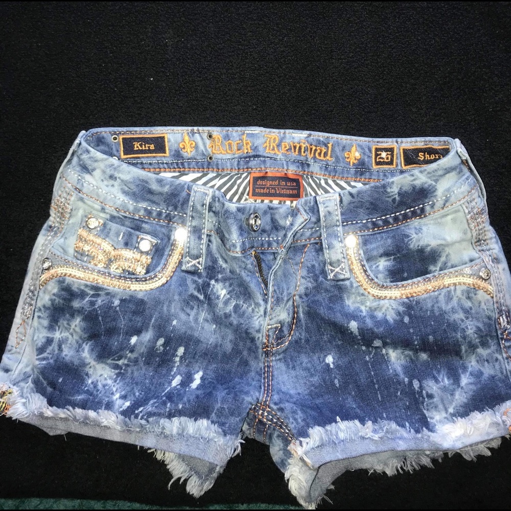 Rock revival jean shorts